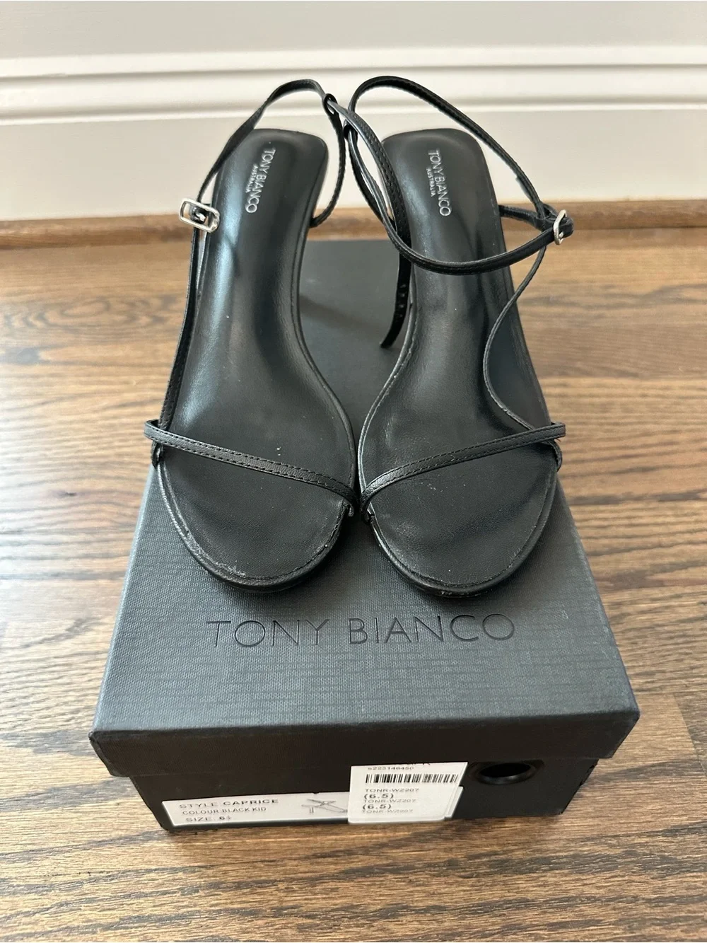 Tony Bianco Caprice Black Strappy Mid Heel Sandals 6.5 - Picture 2 of 6
